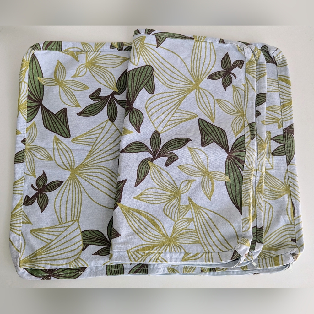 Vintage IKEA Karlstad Seat Cover Set of 2 Leaf Floral 22x18.5 x1.5 Back Cushion - Picture 2 of 12